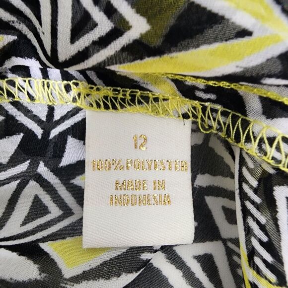 Prelude Women A line Dress 12 Belted Tie Waist Floral Yellow Bell Sleeve Chiffon - Picture 10 of 11